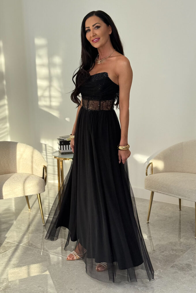 AMAYA Princess - sukienka maxi czarna tiulowa księżniczka