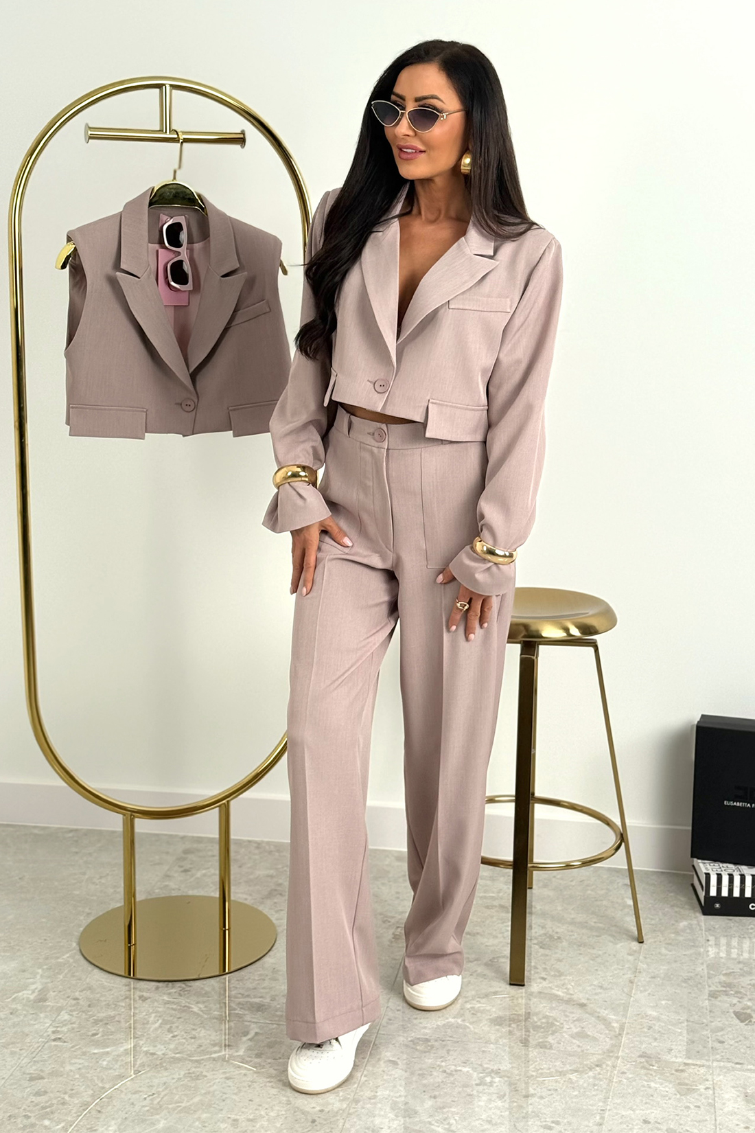 POLLY – brudny róż kamizelka damska z klapami