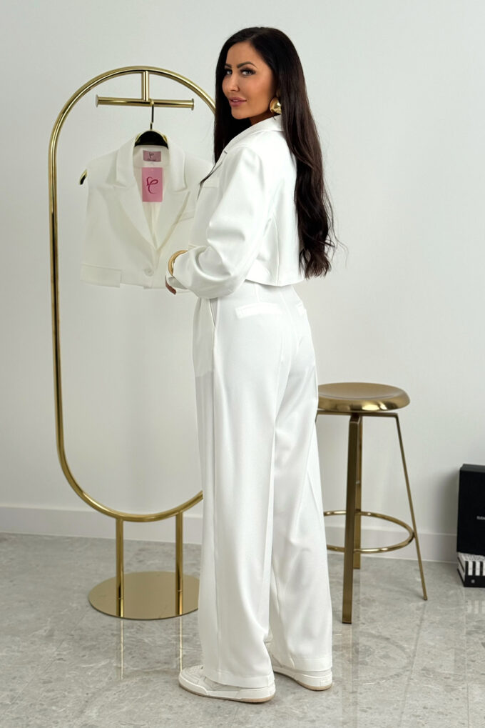 POLLY – ecru marynarka kamizelka damska z klapami