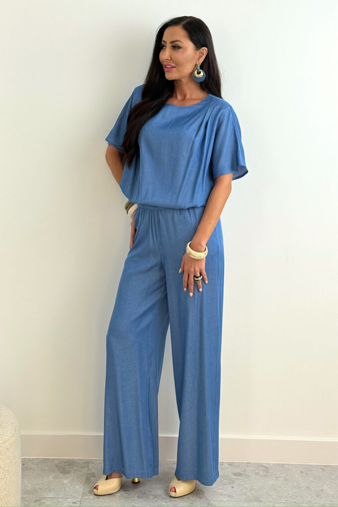 DIVA - niebieski jeansowy komplet damski z wiskozy