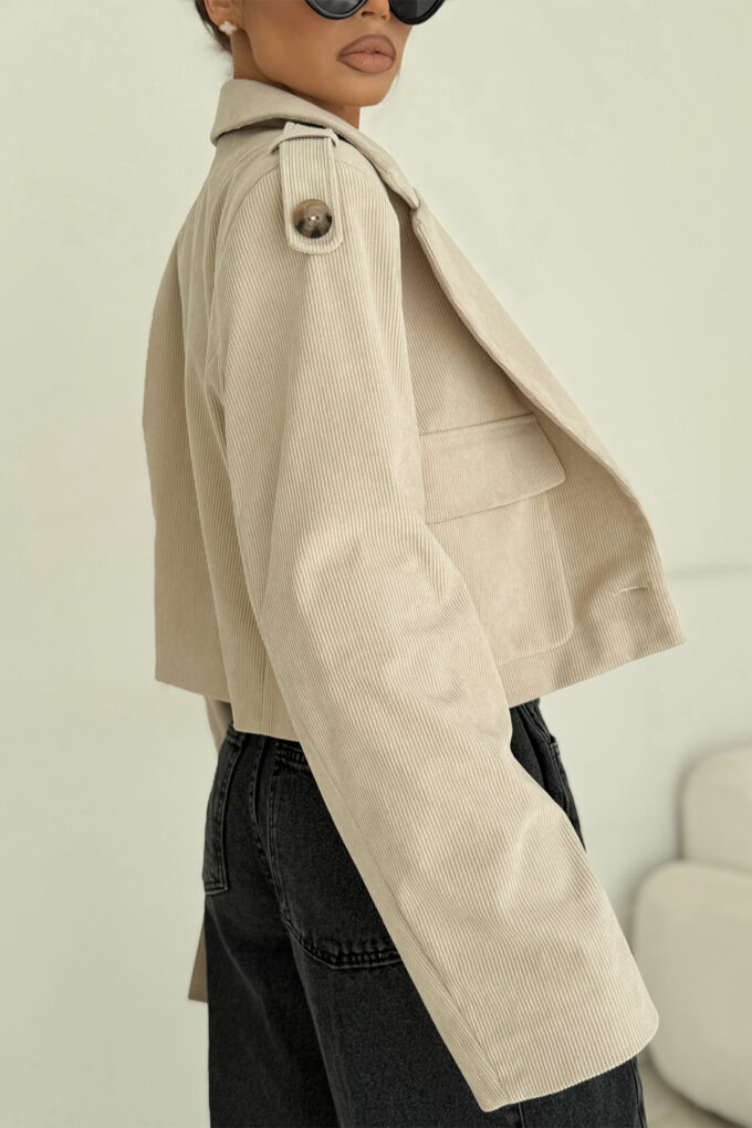 IMPERIAL – beżowa sztruksowa marynarka damska