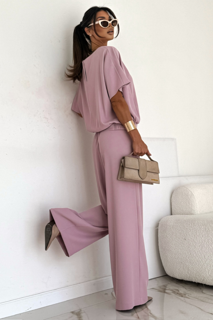 DIVA - pudrowy róż elegancki komplet damski